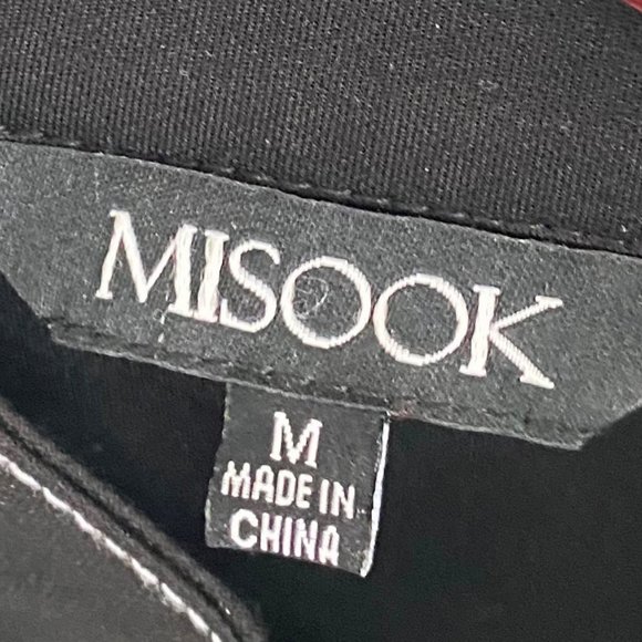 Misook Open Front Jacket Blazer Medium 8 10 Black Graphic Print Career Evening - Picture 4 of 5